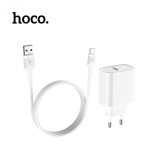 Сетевое зарядное устройство 2 в 1 Hoco C69A QC 3.0, 5A, кабель Type C, арт.011622