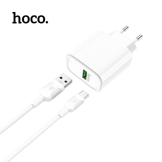 Сетевое зарядное устройство 2 в 1 Hoco C69A QC 3.0, 5A, кабель Type C, арт.011622