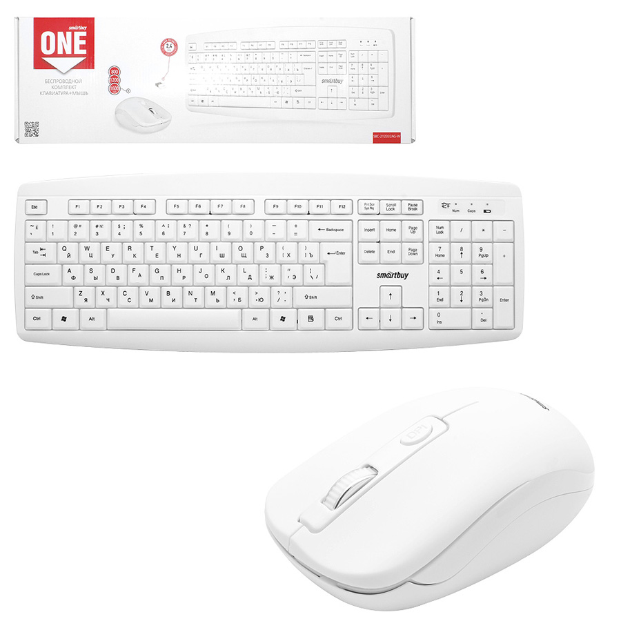 Набор беспроводной (клавиатура+мышь) SmartBuy ONE 212332AG (white)